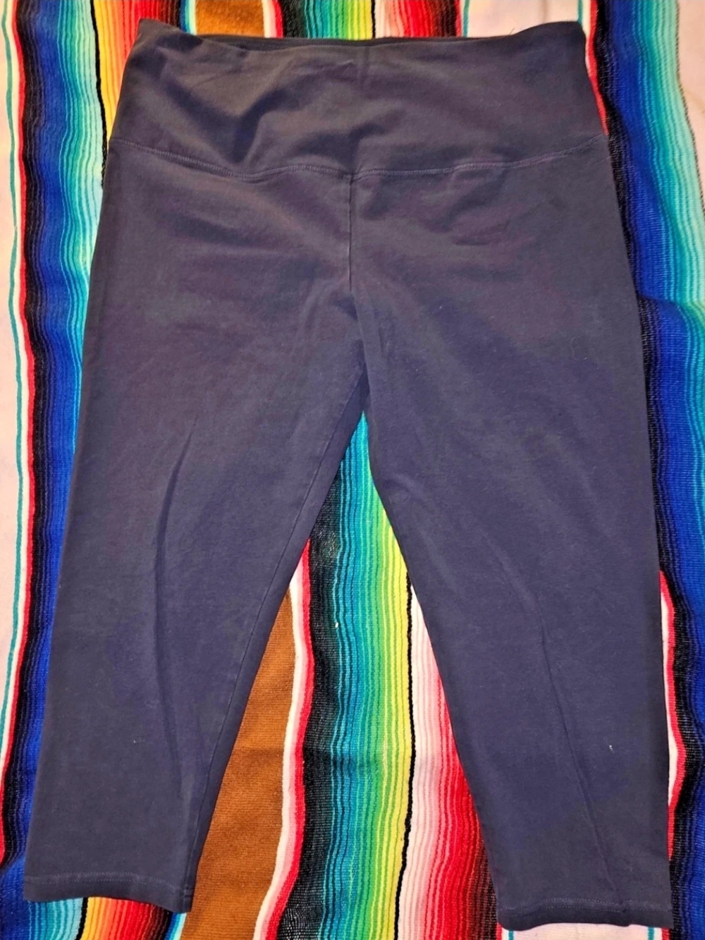 Style & Co. Navy Capri Leggings Women's Size PL Yoga Pants Stretch 88% Cotton